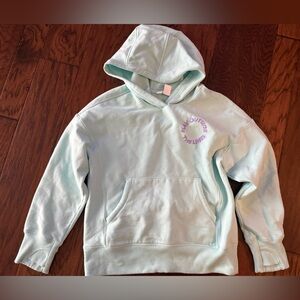 Athleta Girl Mint Green Hoodie, Purple Graphics size Medium, 8/10